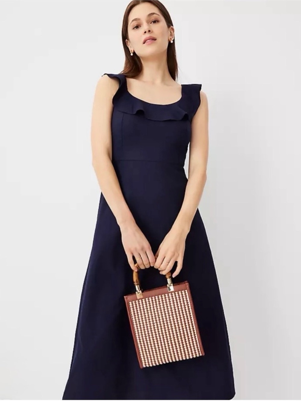 NWT Ann Taylor Linen Blend Scoop Neck Flare Dress